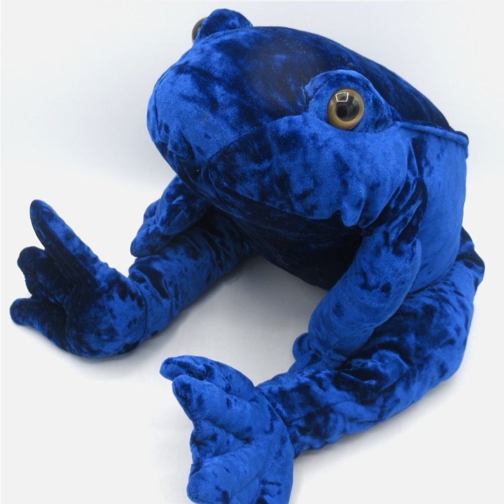 Vintage Commonwealth VELVET FROG Solid Blue Pattern 22" Stuffed Animal